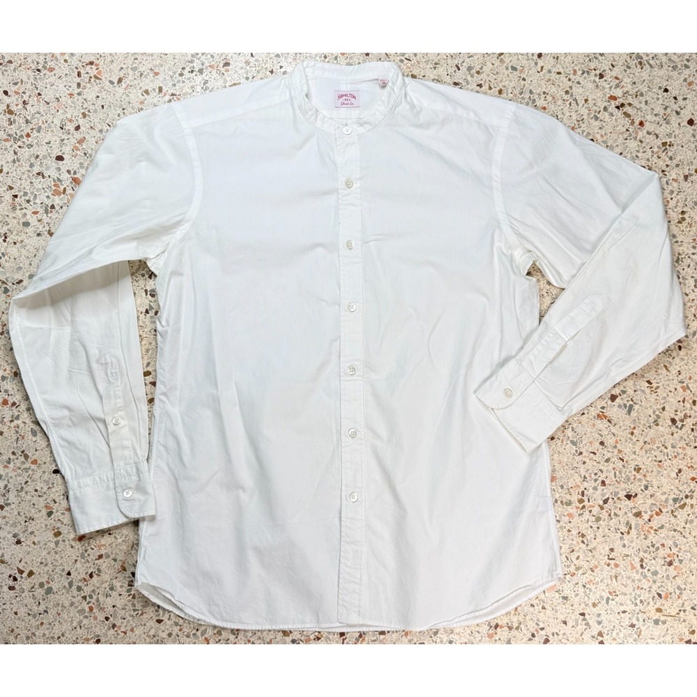 Hamilton 1883 Shirt Co. Men's Collarless Button Up Long Sleeve Shirt Size 16
